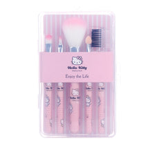 Load image into Gallery viewer, 5pcs cute kitty handle hello makeup brushes set pink kids make up blush eyeshadow lip eyebrow eyelashes kit with clear box