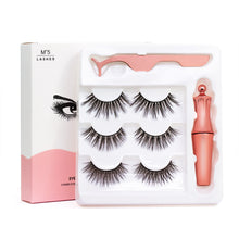 Load image into Gallery viewer, Magnetic Eyelashes Eyeliner Set Smooth Black Liquid Eye Liner Easy To Wear Magnet Eyelashes Natural Long 3D False Eye Lashes