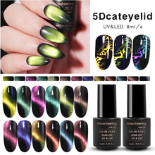 Load image into Gallery viewer, 8ml Magnetic Magic 5D Cat Eyes Effect UV Gel Nail Polish Laser Varnish Glitter Starry Nail Art Soak Off Keygel Hybrid Lacquer