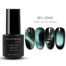 Load image into Gallery viewer, 8ml Magnetic Magic 5D Cat Eyes Effect UV Gel Nail Polish Laser Varnish Glitter Starry Nail Art Soak Off Keygel Hybrid Lacquer