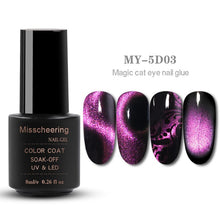 Load image into Gallery viewer, 8ml Magnetic Magic 5D Cat Eyes Effect UV Gel Nail Polish Laser Varnish Glitter Starry Nail Art Soak Off Keygel Hybrid Lacquer