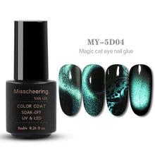 Load image into Gallery viewer, 8ml Magnetic Magic 5D Cat Eyes Effect UV Gel Nail Polish Laser Varnish Glitter Starry Nail Art Soak Off Keygel Hybrid Lacquer