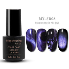 Load image into Gallery viewer, 8ml Magnetic Magic 5D Cat Eyes Effect UV Gel Nail Polish Laser Varnish Glitter Starry Nail Art Soak Off Keygel Hybrid Lacquer