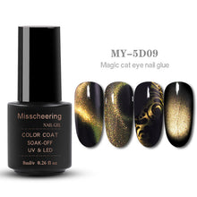 Load image into Gallery viewer, 8ml Magnetic Magic 5D Cat Eyes Effect UV Gel Nail Polish Laser Varnish Glitter Starry Nail Art Soak Off Keygel Hybrid Lacquer
