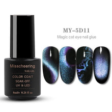 Load image into Gallery viewer, 8ml Magnetic Magic 5D Cat Eyes Effect UV Gel Nail Polish Laser Varnish Glitter Starry Nail Art Soak Off Keygel Hybrid Lacquer