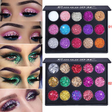 Load image into Gallery viewer, CmaaDu 15 color Sequins Eyeshadow Palette Waterproof Diamond Eye Shadow Powder Eyes Makeup Beauty Cosmetics maquillage TSLM1