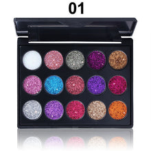 Load image into Gallery viewer, CmaaDu 15 color Sequins Eyeshadow Palette Waterproof Diamond Eye Shadow Powder Eyes Makeup Beauty Cosmetics maquillage TSLM1