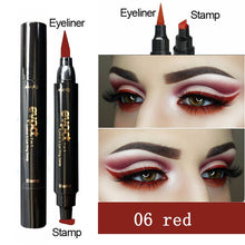 Load image into Gallery viewer, Evpct 7 Color 2 In 1 Liquid Glitter Eyeliner with Eyeliner Stamp Thin Wing Seal Makeup Black Brown Smoky Eyes Liner Pencil TSLM1