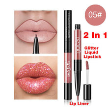 Load image into Gallery viewer, Double-headed Diamond Lip Gloss Lip Liner Waterproof Long-lasting Non-stick Cup Super Flash Lip Gloss Lipstick New 2 In 1 TSLM1