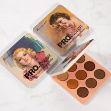Load image into Gallery viewer, Metallic 9 Color Retro Eyeshadow Palette Shimmer Matte Eye Shadow Nude Natural Earth Color Warm Red Diamond Glitter Cosmetic