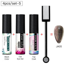 Load image into Gallery viewer, Four Lily 9D Galaxy Cat Eye UV Gel Polish Chameleon Magnetic Soak Off Nail Art Gel Lacquer 5ml Long Lasting Nail Art Gel Varnish