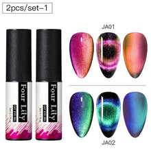Load image into Gallery viewer, Four Lily 9D Galaxy Cat Eye UV Gel Polish Chameleon Magnetic Soak Off Nail Art Gel Lacquer 5ml Long Lasting Nail Art Gel Varnish