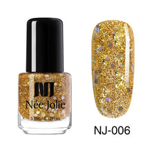 Load image into Gallery viewer, NEE JOLIE 3.5ml Shimmer Sequins Nail Polish Dream Color Pink Gold Purple Flake Nail Art Varnish Design Glitter Nail Polish