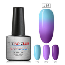Load image into Gallery viewer, T-TIAO CLUB Thermal Shimmer Nail Gel Holographic Glitter Temperature Color Changing UV Gel Polish Varnish Lacquer Soak Off
