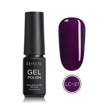 Load image into Gallery viewer, LILYCUTE Nail Art Gel 7ML Pure Nail Color UV LED Gel Nail Polish Long-lasting Macaron Soak off Varnish Gel Lacquer Nail Art DIY