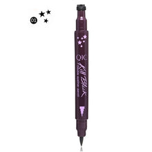 Load image into Gallery viewer, QIC black liquid eyeliner pencil waterproof long lasting quick dry eye liner pen with star moon heart shape stamp for sexy eyes