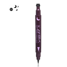 Load image into Gallery viewer, QIC black liquid eyeliner pencil waterproof long lasting quick dry eye liner pen with star moon heart shape stamp for sexy eyes