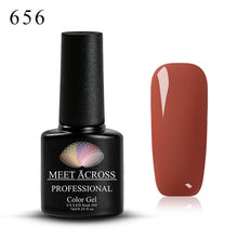 Load image into Gallery viewer, MEET ACROSS 7ml Pure Colors Gel Varnish Semi Permanant UV Long Lasting For Nail Art Gel Nail Polish Need LED Lamp Gel Lacquer