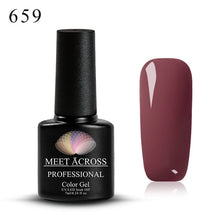 Load image into Gallery viewer, MEET ACROSS 7ml Pure Colors Gel Varnish Semi Permanant UV Long Lasting For Nail Art Gel Nail Polish Need LED Lamp Gel Lacquer