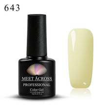 Load image into Gallery viewer, MEET ACROSS 7ml Pure Colors Gel Varnish Semi Permanant UV Long Lasting For Nail Art Gel Nail Polish Need LED Lamp Gel Lacquer