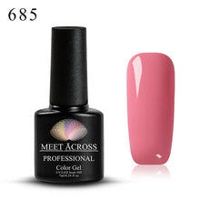 Load image into Gallery viewer, MEET ACROSS 7ml Pure Colors Gel Varnish Semi Permanant UV Long Lasting For Nail Art Gel Nail Polish Need LED Lamp Gel Lacquer