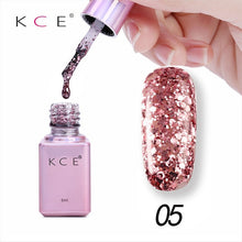 Load image into Gallery viewer, KCE 6ml Bling Gel Nail Polish Glitter Sequins UV Gel Soak Off Sequins Nail Art Lacquer Polish Manicure