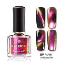 Load image into Gallery viewer, BORN PRETTY 3D Magnetic Glitter Nail Polish 6ml Holographic Chameleon Cat Eye Nail Varnish Nail Lacquer Black Base Needed