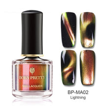 Load image into Gallery viewer, BORN PRETTY 3D Magnetic Glitter Nail Polish 6ml Holographic Chameleon Cat Eye Nail Varnish Nail Lacquer Black Base Needed