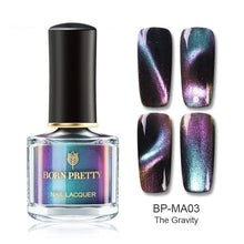 Load image into Gallery viewer, BORN PRETTY 3D Magnetic Glitter Nail Polish 6ml Holographic Chameleon Cat Eye Nail Varnish Nail Lacquer Black Base Needed