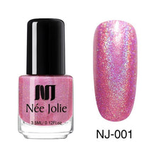 Load image into Gallery viewer, NEE JOLIE 3.5ml Nail Polish 66 Colors Fast Dry Shining Holographic Chameleon Nail Lacquid Summer Rose Gold Glitter Lacquer
