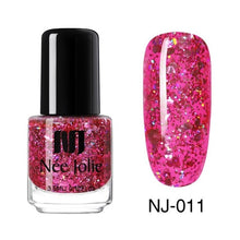 Load image into Gallery viewer, NEE JOLIE 3.5ml Nail Polish 66 Colors Fast Dry Shining Holographic Chameleon Nail Lacquid Summer Rose Gold Glitter Lacquer
