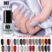 Load image into Gallery viewer, NEE JOLIE Silver Glitter Nail Polish Fast Dry Black Purple Matte Nail Lacquer Varnish Manicure for Nail Art Design
