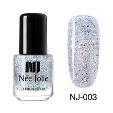 Load image into Gallery viewer, NEE JOLIE Silver Glitter Nail Polish Fast Dry Black Purple Matte Nail Lacquer Varnish Manicure for Nail Art Design
