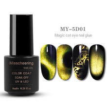 Load image into Gallery viewer, 8ml Magnetic Magic 5D Cat Eyes Effect UV Gel Nail Polish Laser Varnish Glitter Starry Nail Art Soak Off Keygel Hybrid Lacquer
