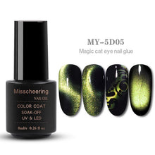 Load image into Gallery viewer, 8ml Magnetic Magic 5D Cat Eyes Effect UV Gel Nail Polish Laser Varnish Glitter Starry Nail Art Soak Off Keygel Hybrid Lacquer
