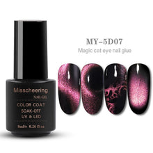 Load image into Gallery viewer, 8ml Magnetic Magic 5D Cat Eyes Effect UV Gel Nail Polish Laser Varnish Glitter Starry Nail Art Soak Off Keygel Hybrid Lacquer
