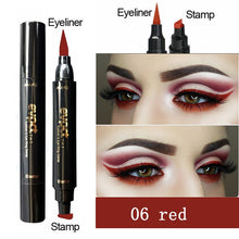 Load image into Gallery viewer, Evpct 7 Color 2 In 1 Liquid Glitter Eyeliner with Eyeliner Stamp Thin Wing Seal Makeup Black Brown Smoky Eyes Liner Pencil TSLM1
