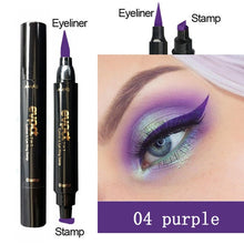 Load image into Gallery viewer, Evpct 7 Color 2 In 1 Liquid Glitter Eyeliner with Eyeliner Stamp Thin Wing Seal Makeup Black Brown Smoky Eyes Liner Pencil TSLM1
