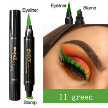 Load image into Gallery viewer, Evpct 7 Color 2 In 1 Liquid Glitter Eyeliner with Eyeliner Stamp Thin Wing Seal Makeup Black Brown Smoky Eyes Liner Pencil TSLM1
