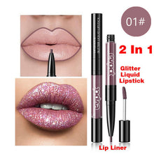 Load image into Gallery viewer, Double-headed Diamond Lip Gloss Lip Liner Waterproof Long-lasting Non-stick Cup Super Flash Lip Gloss Lipstick New  2 In 1 TSLM1
