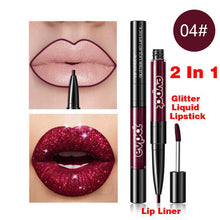 Load image into Gallery viewer, Double-headed Diamond Lip Gloss Lip Liner Waterproof Long-lasting Non-stick Cup Super Flash Lip Gloss Lipstick New  2 In 1 TSLM1
