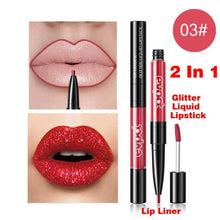 Load image into Gallery viewer, Double-headed Diamond Lip Gloss Lip Liner Waterproof Long-lasting Non-stick Cup Super Flash Lip Gloss Lipstick New  2 In 1 TSLM1
