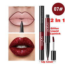 Load image into Gallery viewer, Double-headed Diamond Lip Gloss Lip Liner Waterproof Long-lasting Non-stick Cup Super Flash Lip Gloss Lipstick New  2 In 1 TSLM1
