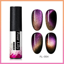 Load image into Gallery viewer, Four Lily 9D Galaxy Cat Eye UV Gel Polish Chameleon Magnetic Soak Off Nail Art Gel Lacquer 5ml Long Lasting Nail Art Gel Varnish
