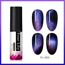 Load image into Gallery viewer, Four Lily 9D Galaxy Cat Eye UV Gel Polish Chameleon Magnetic Soak Off Nail Art Gel Lacquer 5ml Long Lasting Nail Art Gel Varnish
