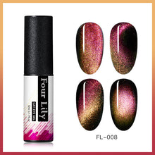 Load image into Gallery viewer, Four Lily 9D Galaxy Cat Eye UV Gel Polish Chameleon Magnetic Soak Off Nail Art Gel Lacquer 5ml Long Lasting Nail Art Gel Varnish
