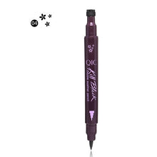 Load image into Gallery viewer, QIC black liquid eyeliner pencil waterproof long lasting quick dry eye liner pen with star moon heart shape stamp for sexy eyes
