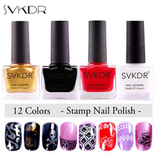 Load image into Gallery viewer, SVKDR New Arrival Stamp Nail Polish &amp; Stamping Polish Nail Art Stamping Nail Lacquer for Nail DIY Stamping Plate Tools 12 Colors
