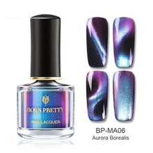 Load image into Gallery viewer, BORN PRETTY 3D Magnetic Glitter Nail Polish 6ml Holographic Chameleon Cat Eye Nail Varnish Nail Lacquer Black Base Needed
